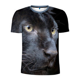 Мужская футболка 3D спортивная с принтом Черная пантера в Рязани, 100% полиэстер с улучшенными характеристиками | приталенный силуэт, круглая горловина, широкие плечи, сужается к линии бедра | животные | кис | киска | кот | котенок | котик | кошечка | кошка | пантера | рысь | тигр | хищник