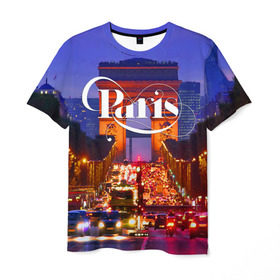 Мужская футболка 3D с принтом Улицы Парижа в Рязани, 100% полиэфир | прямой крой, круглый вырез горловины, длина до линии бедер | 