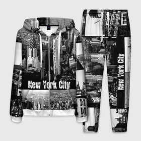 Мужской костюм 3D с принтом Улицы Нью-Йорка в Рязани, 100% полиэстер | Манжеты и пояс оформлены тканевой резинкой, двухслойный капюшон со шнурком для регулировки, карманы спереди | city | collage | houses | new york | skyscrapers | streets | usa | город | дома | коллаж | нью йорка | сша | улицы