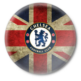 Значок с принтом Chelsea №1! в Рязани,  металл | круглая форма, металлическая застежка в виде булавки | Тематика изображения на принте: британский флаг | челси | эмблема