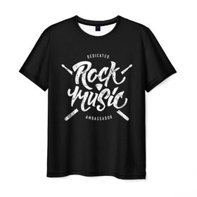Мужская футболка 3D с принтом Rock Music в Рязани, 100% полиэфир | прямой крой, круглый вырез горловины, длина до линии бедер | alternative | band | metal | music | nickelback | rock | альтернатива | барабан | гитара | инструмент | метал | музыка | найклбэк | нирвана | рок