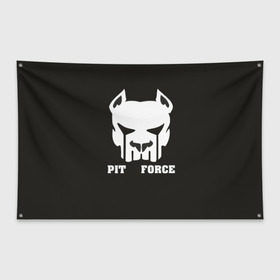 Флаг-баннер с принтом Pit Force в Рязани, 100% полиэстер | размер 67 х 109 см, плотность ткани — 95 г/м2; по краям флага есть четыре люверса для крепления | pit force | белый | боец | друг человека | животные | питбуль | порода | собака | цвет | чёрный