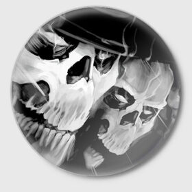 Значок с принтом Скелетоны в Рязани,  металл | круглая форма, металлическая застежка в виде булавки | Тематика изображения на принте: 