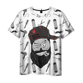 Мужская футболка 3D с принтом БЛЭКБАРБЕР в Рязани, 100% полиэфир | прямой крой, круглый вырез горловины, длина до линии бедер | аловацкий | блэкбарбер | опаска | фон