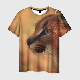 Мужская футболка 3D с принтом Рысь в Рязани, 100% полиэфир | прямой крой, круглый вырез горловины, длина до линии бедер | амурский | животные | киса | кот | котенок | кошка | пума | рысь | серый | тигр | хищник