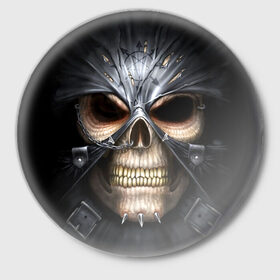 Значок с принтом Скелетон в Рязани,  металл | круглая форма, металлическая застежка в виде булавки | Тематика изображения на принте: 