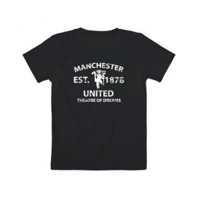 Детская футболка хлопок с принтом Manchester United - Est.1878 (Белый) в Рязани, 100% хлопок | круглый вырез горловины, полуприлегающий силуэт, длина до линии бедер | manchester united | манчестер юнайтед | футбол