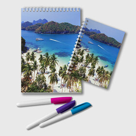 Блокнот с принтом Таиланд в Рязани, 100% бумага | 48 листов, плотность листов — 60 г/м2, плотность картонной обложки — 250 г/м2. Листы скреплены удобной пружинной спиралью. Цвет линий — светло-серый
 | Тематика изображения на принте: beach | clouds | islands | palm trees | people | sand | sea | ships | sky | thailand | tourism | корабли | люди | море | небо | облака | острова | пальмы | песок | пляж | таиланд | туризм