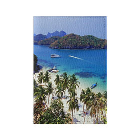 Обложка для паспорта матовая кожа с принтом Таиланд в Рязани, натуральная матовая кожа | размер 19,3 х 13,7 см; прозрачные пластиковые крепления | Тематика изображения на принте: beach | clouds | islands | palm trees | people | sand | sea | ships | sky | thailand | tourism | корабли | люди | море | небо | облака | острова | пальмы | песок | пляж | таиланд | туризм