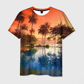 Мужская футболка 3D с принтом Таиланд в Рязани, 100% полиэфир | прямой крой, круглый вырез горловины, длина до линии бедер | Тематика изображения на принте: beach | clouds | hiking | sea | sky | sunset | swimming pool | thailand | бассейн | закат | море | небо | облака | пляж | таиланд | туризм