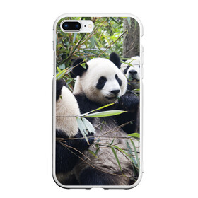 Чехол для iPhone 7Plus/8 Plus матовый с принтом Семейка панд в Рязани, Силикон | Область печати: задняя сторона чехла, без боковых панелей | бамбук | животное | зверь | косолапый | лес | медведи | медведь | миша | мишка | мишутка | млекопитающее | панда | природа | трое