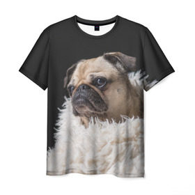 Мужская футболка 3D с принтом Мопс в Рязани, 100% полиэфир | прямой крой, круглый вырез горловины, длина до линии бедер | Тематика изображения на принте: бульдог | мопс | мопсик | мопсы | пес | песик | песики | собака | собаки | собачка