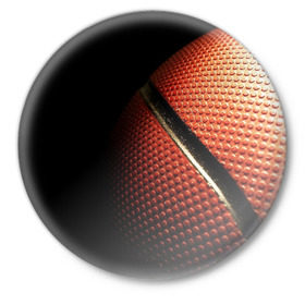 Значок с принтом Баскетбольный мяч в Рязани,  металл | круглая форма, металлическая застежка в виде булавки | Тематика изображения на принте: баскетбол | мяч | оранжевый | спорт | стритбол