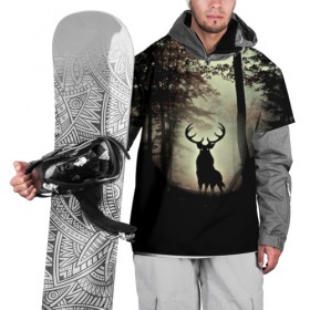 Накидка на куртку 3D с принтом Олень в Рязани, 100% полиэстер |  | деревья | императорский красный олень | лес | олень | природа | рога