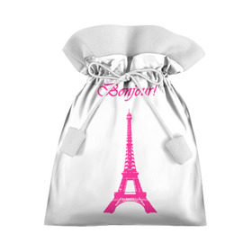 Подарочный 3D мешок с принтом Bonjour в Рязани, 100% полиэстер | Размер: 29*39 см | bonjour | france | hi | paris | the eiffel tower | tourism | башня | париж | привет | туризм | франция | эйфелева