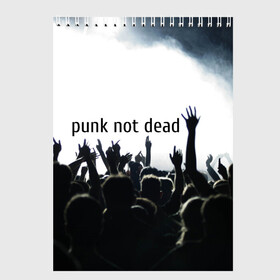 Скетчбук с принтом Punk not dead в Рязани, 100% бумага
 | 48 листов, плотность листов — 100 г/м2, плотность картонной обложки — 250 г/м2. Листы скреплены сверху удобной пружинной спиралью | punk not dead | бит | группа | драйв | дым | зал | концерт | музыка | надпись | панк | панк не умрет | панки | рок | слова | танцы | туман | тусовка | фраза | хой