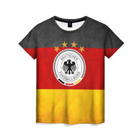 Женская футболка 3D с принтом Сборная Германии в Рязани, 100% полиэфир ( синтетическое хлопкоподобное полотно) | прямой крой, круглый вырез горловины, длина до линии бедер | germany | германия | футбольная форма