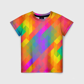 Детская футболка 3D с принтом Цветные кубики в Рязани, 100% гипоаллергенный полиэфир | прямой крой, круглый вырез горловины, длина до линии бедер, чуть спущенное плечо, ткань немного тянется | квадраты