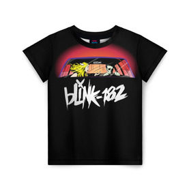 Детская футболка 3D с принтом Blink-182 в Рязани, 100% гипоаллергенный полиэфир | прямой крой, круглый вырез горловины, длина до линии бедер, чуть спущенное плечо, ткань немного тянется | Тематика изображения на принте: blink | california | pop | punk | rock | группа | калифорния | панк | рок