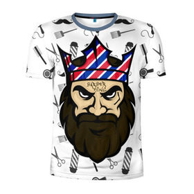Мужская футболка 3D спортивная с принтом БАРБЕРКИНГ в Рязани, 100% полиэстер с улучшенными характеристиками | приталенный силуэт, круглая горловина, широкие плечи, сужается к линии бедра | barber | барбер | барберкинг | барбершоп | борода | король | корона