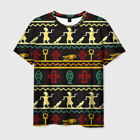 Мужская футболка 3D с принтом Египетский узор в Рязани, 100% полиэфир | прямой крой, круглый вырез горловины, длина до линии бедер | Тематика изображения на принте: народ | народные | узор | этника | этнические