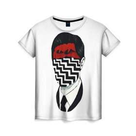 Женская футболка 3D с принтом Твин Пикс в Рязани, 100% полиэфир ( синтетическое хлопкоподобное полотно) | прямой крой, круглый вырез горловины, длина до линии бедер | twin peaks | дэвид линч | совы | твин пикс | чертовски хороший кофе