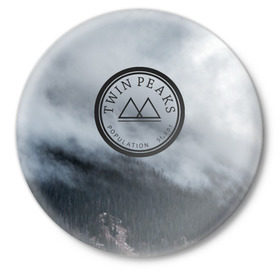 Значок с принтом Twin Peaks в Рязани,  металл | круглая форма, металлическая застежка в виде булавки | twin peaks | дэвид линч | лес | лора палмер | сова | твин пикс | туман