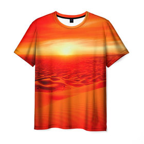 Мужская футболка 3D с принтом Пустыня в Рязани, 100% полиэфир | прямой крой, круглый вырез горловины, длина до линии бедер | красный | пейзаж | яркий