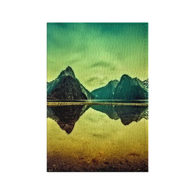 Обложка для паспорта матовая кожа с принтом Новая Зеландия в Рязани, натуральная матовая кожа | размер 19,3 х 13,7 см; прозрачные пластиковые крепления | Тематика изображения на принте: humboldt | горы | деревья | долина | зелень | лес | небо | новая зеландия | облака | панорама | река | солнечно
