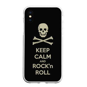 Чехол для iPhone XS Max матовый с принтом Keep Calm and ROCK в Рязани, Силикон | Область печати: задняя сторона чехла, без боковых панелей | music | rock | rock and roll | музыка | рок