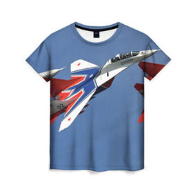 Женская футболка 3D с принтом Стрижи в Рязани, 100% полиэфир ( синтетическое хлопкоподобное полотно) | прямой крой, круглый вырез горловины, длина до линии бедер | самолет