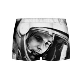 Мужские трусы 3D с принтом Юрий Гагарин в Рязани, 50% хлопок, 50% полиэстер | классическая посадка, на поясе мягкая тканевая резинка | первый космонавт