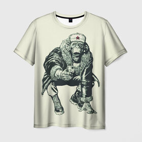 Мужская футболка 3D с принтом Обезьяна с пистолетом в Рязани, 100% полиэфир | прямой крой, круглый вырез горловины, длина до линии бедер | звезда | пистолет | шапка | шимпанзе