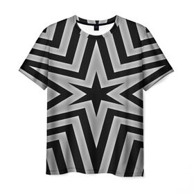 Мужская футболка 3D с принтом Звезда в Рязани, 100% полиэфир | прямой крой, круглый вырез горловины, длина до линии бедер | 3d | black | абстракция | другие | линии | полосы | прикольные | текстуры | цветные | черно белый