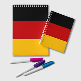 Блокнот с принтом Германия в Рязани, 100% бумага | 48 листов, плотность листов — 60 г/м2, плотность картонной обложки — 250 г/м2. Листы скреплены удобной пружинной спиралью. Цвет линий — светло-серый
 | Тематика изображения на принте: germany | флаг