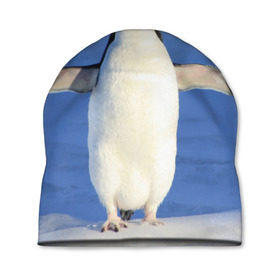 Шапка 3D с принтом Пингвин в Рязани, 100% полиэстер | универсальный размер, печать по всей поверхности изделия | айсберг | антарктида | антарктика | арктика | буревестник | глупый | императорский | клюв | королевский | крылья | ласты | лёд | линукс | океан | пилигрим | полюс | птица | север | снег | умка | фрак