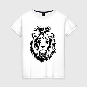 Женская футболка хлопок с принтом Лев в Рязани, 100% хлопок | прямой крой, круглый вырез горловины, длина до линии бедер, слегка спущенное плечо | африка | дикий | лев