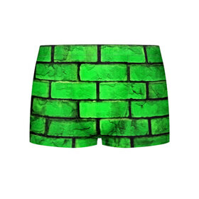 Мужские трусы 3D с принтом Зелёные кирпичики в Рязани, 50% хлопок, 50% полиэстер | классическая посадка, на поясе мягкая тканевая резинка | Тематика изображения на принте: 3d | зелёные кирпичики | камень | краска | текстуры