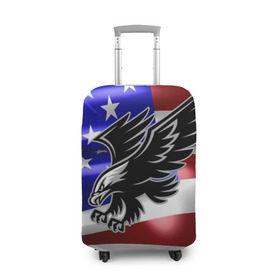 Чехол для чемодана 3D с принтом Флаг США с орлом в Рязани, 86% полиэфир, 14% спандекс | двустороннее нанесение принта, прорези для ручек и колес | usa | америка | белоголовый | герб | государство | доллар | дядя сэм | звездно полосатый флаг | лысый | нато | оон | орел | птица | свобода | символ | соединённые штаты америки | страна | сша | штат