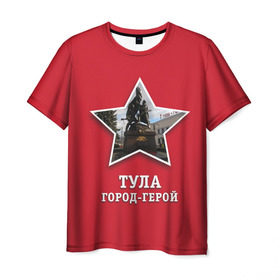 Мужская футболка 3D с принтом Тула город-герой в Рязани, 100% полиэфир | прямой крой, круглый вырез горловины, длина до линии бедер | битва | великая | война | герой | город | день | отечественная | победы | тула