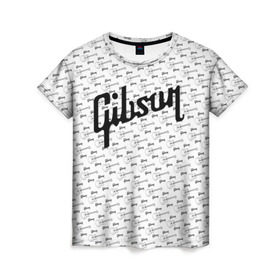 Женская футболка 3D с принтом Gibson в Рязани, 100% полиэфир ( синтетическое хлопкоподобное полотно) | прямой крой, круглый вырез горловины, длина до линии бедер | fender | gibson | guitar | ibanez | music | rock | гитара | музыка | рок