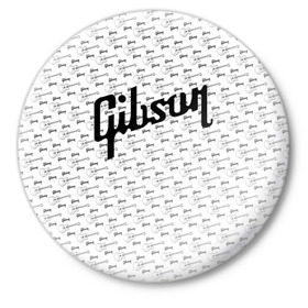 Значок с принтом Gibson в Рязани,  металл | круглая форма, металлическая застежка в виде булавки | Тематика изображения на принте: fender | gibson | guitar | ibanez | music | rock | гитара | музыка | рок