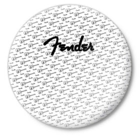 Значок с принтом Fender в Рязани,  металл | круглая форма, металлическая застежка в виде булавки | Тематика изображения на принте: fender | gibson | guitar | ibanez | music | rock | гитара | музыка | рок