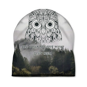 Шапка 3D с принтом Twin Peaks в Рязани, 100% полиэстер | универсальный размер, печать по всей поверхности изделия | twin peaks твин пикс | девид линч | лес | лора палмер | сова | туман