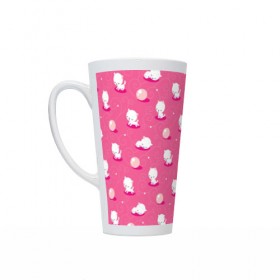 Кружка Латте с принтом Милые котики в Рязани, Белая керамика | Объем 480 мл; Высота 150 мм; Диаметр 90 мм | кот | котики | кошка | милые | розовая | яркая