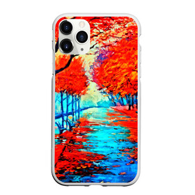 Чехол для iPhone 11 Pro Max матовый с принтом Autumn в Рязани, Силикон |  | Тематика изображения на принте: 3d | вода | деревья | другие | желтый | живопись | картинка | краски | листья | осень | пейзаж | прикольные | природа | река | рисунок | яркие