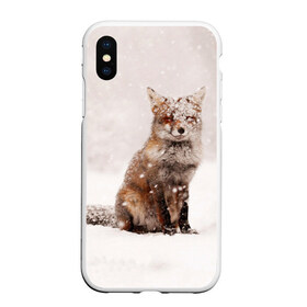 Чехол для iPhone XS Max матовый с принтом Snow в Рязани, Силикон | Область печати: задняя сторона чехла, без боковых панелей | fox | red | лиса | лисенок | рыжая