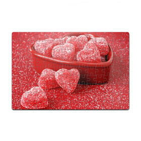 Пазл магнитный 126 элементов с принтом Мармеладные сердца в Рязани, полимерный материал с магнитным слоем | 126 деталей, размер изделия —  180*270 мм | еда | конфеты | красный | мармелад | сердечки | сладости