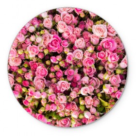 Коврик круглый с принтом Розовый рай в Рязани, резина и полиэстер | круглая форма, изображение наносится на всю лицевую часть | Тематика изображения на принте: бутон | лепестки | роза | розовый | розочка | цветок | цветы