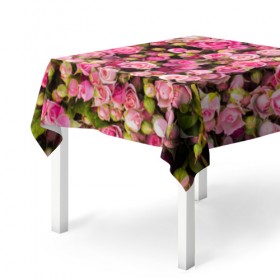 Скатерть 3D с принтом Розовый рай в Рязани, 100% полиэстер (ткань не мнется и не растягивается) | Размер: 150*150 см | бутон | лепестки | роза | розовый | розочка | цветок | цветы